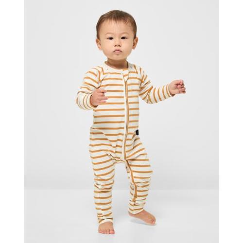 Bonds Baby Print Zip Wondersuit Coverall - Cream/Brown Stripe Marscapone
