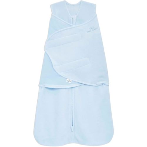 HALO Micro-Fleece Sleepsack Swaddle, 3-Way Adjustable Swaddle Blanket for Newborn and Infants, TOG 3.0 for Cold Climates, Hip Healthy, Baby Blue, Newborn, 0-3 Months