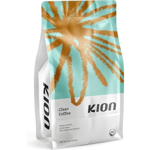 Kion Clean Coffee, Organic Whole Bean, Tested for Toxins, Medium Roast 12 Oz (1 Pack)