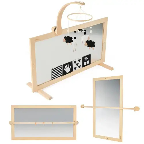 Montessori 3 in 1 Baby Mirror, Tummy Time Gym with Bar – GrowGo Kids