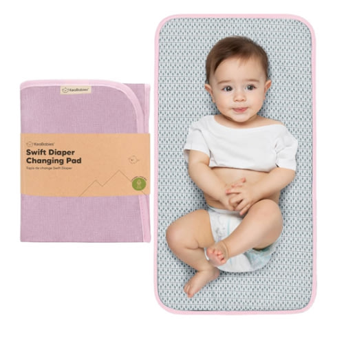 KeaBabies Portable Diaper Changing Pad, Easy Wipe Clean - Foldable Waterproof Baby Changing Mat for Diaper Bag, Compact, Lightweight,Baby Changer Travel Essential,Machine Washable(Sweet Pink)