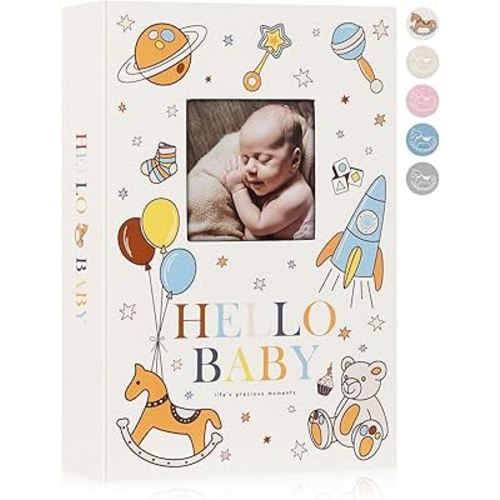 Lanpn Baby Photo Album 4x6 300 Pockets, Linen Newborn Bebe Ultrasound Photo Album with Memo Writing Area, Cover Photo Book, Picture Album for kids, Baby Girl Boy Memory Book Keepsake Colorful