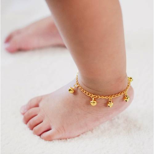 18k Gold Silver Plated Baby Bell Anklet, Jingle Sound, Baby Shower Gift