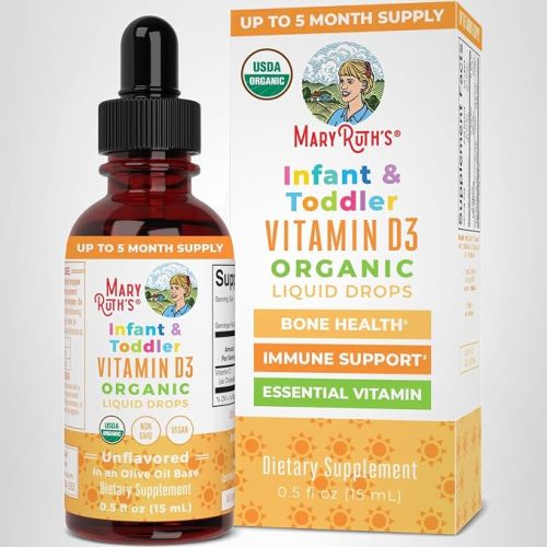 MARYRUTH'S USDA Organic Vitamin D Drops | Vitamin D3 Liquid | Sugar Free | Liquid Vitamin D Drops Immune Support for Infants & Toddlers | VIT D3 | Gluten Free | Non-GMO | 90-150 Servings