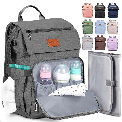 PILLANI Baby Diaper Bag Backpack - Large Bag for Boys & Girls, Waterproof Diaper Backpack - Travel Diaper Bags w/Changing Pad, Baby Registry Search & Shower Gifts - Essentials Must Haves Newborn Stuf