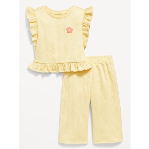 Short-Sleeve Ruffle-Trim Top and Wide-Leg Pants for Baby