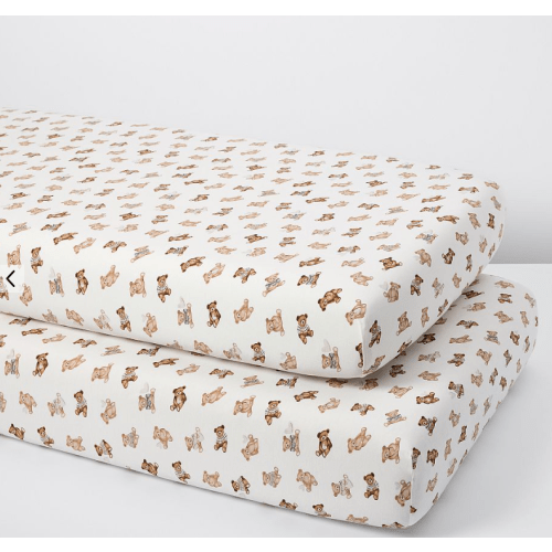 Pottery Barn Kids | Teddy Bear Bamboo Viscose Crib Fitted Sheet | Set of 2