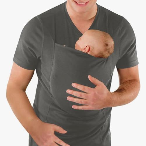 Mens Dad Shirts Baby Carrier Shirt Short Sleeve Skin to Skin New Dad Gifts T-Shirt with Pocket