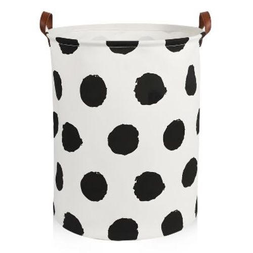 Garnen 80L Canvas Collapsible Laundry Hamper, Foldable Laundry Basket Organizer, Polka Dot Hamper Dirty Clothes Hamper Toy Storage Organizer for Kids
