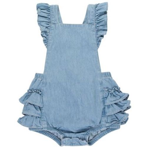 RuffleButts Baby/Toddler Girls Long Sleeve Tulle Skirted Romper - Dark Navy, 0-3m