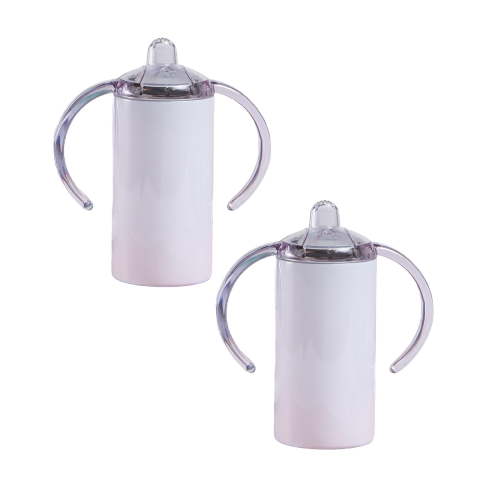 2Pcs 12oz Baby Sippy Tumbler Solid Colors Double Wall Vacuum Insulated Nonslip Bottom Stainless Steel Tumbler Glass&Bottle