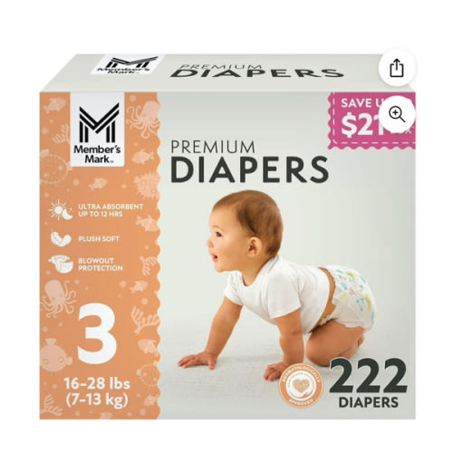 Member's Mark (Sam’s Club) Premium Baby Diapers, Size 3