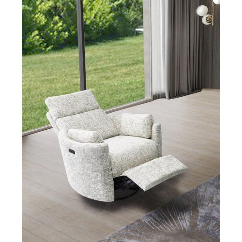 Ebern Designs Upholstered Power Rock Swivel Recliner Chair | Wayfair