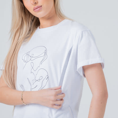 Motherhood Line Art Organic Cotton Nursing Tee
