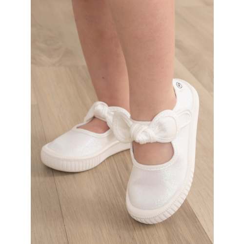 Girls' Sparkly Bow Mary Jane Sneaker - Silver Glitter