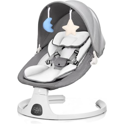 Baby Swing 3 in 1 Multifunctional Infant Rocker, Portable with Remote Control, 5-Point Seat Belt, 5 Auto Rocking, 3 Speed Timer, Electric with Music (0-12 Months) (Grey)