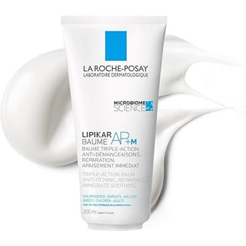 La Roche-Posay Lipikar Baume AP+M Crème corporelle apaisante pour peaux très sèches et sujettes à l'eczéma, beurre de karité et niacinamide, emballage écologique, 200 ml