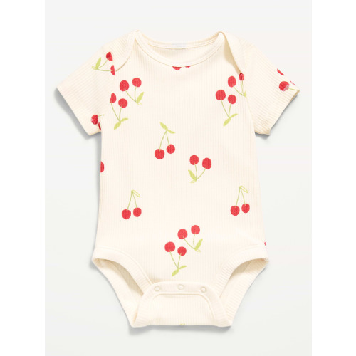 Printed Short-Sleeve Ribbed Bodysuit for Baby
