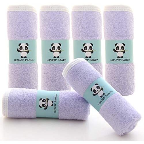 Bamboo Baby Washcloths - Hypoallergenic 2 Layer Ultra Soft Absorbent Bamboo Towel - Newborn Bath Face Towel - Natural Reusable Baby Wipes for Delicate Skin - Baby Registry as Shower (Purple, 6 Pack)