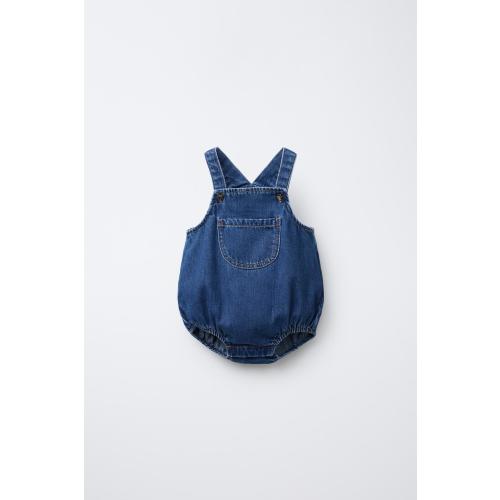 1-3mo SOFT DENIM ROMPER - Mid-blue | ZARA United States