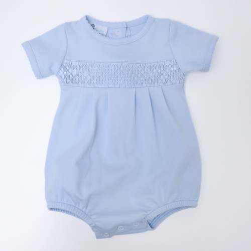 Baby Boy Blue Smocked Bubble - Peruvian Pima Cotton Essentials – Magnolia Baby