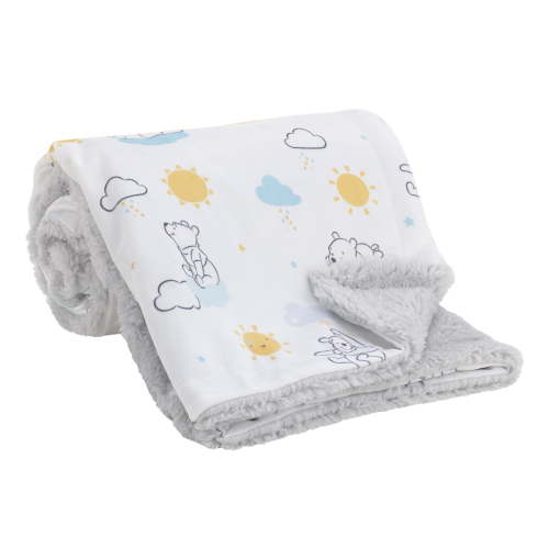 Disney Winnie The Pooh White, Yellow, and Aqua Blanket