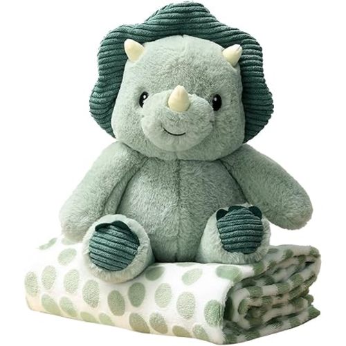 The Peanutshell Blanket Gift Set, Ace Plush Dinosaur Stuffed Animal Toy for Boys, Girls, Dino Plush, Plushies for Boys, Dinosaur Plush Toys, Blanket Perfect Baby, Toddler, Kids, Birthday, Christmas
