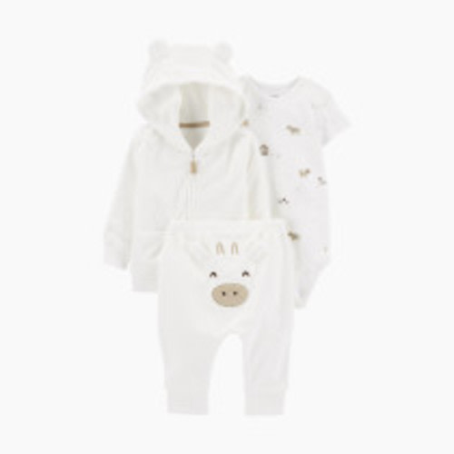 Carter's 3-Piece Terry Little Cardigan Set - White Cows, 6 M