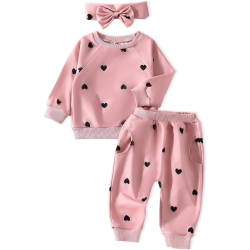 Infant Baby Girl Clothes Long Sleeve Loose Sweatshirts Pockets Pants Headband Outfits Fall Winter Spring Gift