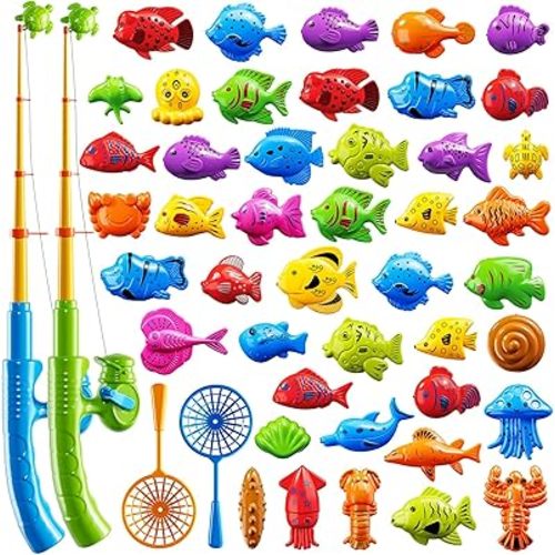 Magnetic Fishing Toy for Kids 3-5, Magnetic Fishing Game for Kids Ages 4-8, Water Table Toys with Fishing Rod Set, Outdoor Plastic Floating Fish, Kids Bath Pool Fishing Water Toys for Baby Boys Girls