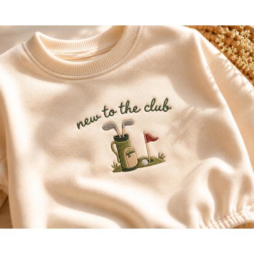 New To The Club Embroidered Baby Romper, Golf Baby Outfit, Golf Lover Baby Bodysuit, Neutral Newborn Outfit, Baby Shower Gift