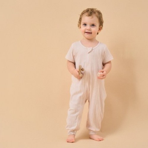 Baby Modal 2-Way Zip Pajamas Soft Sleepwear- Pink Bear Pink 80cm（9m-18m）