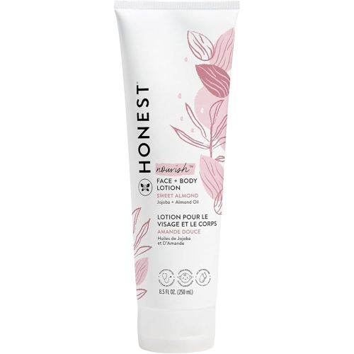 The Honest Company Hydrating Face + Body Lotion | Fast Absorbing, Naturally Derived, Hypoallergenic | Sweet Almond Nourish, 8.5 fl oz