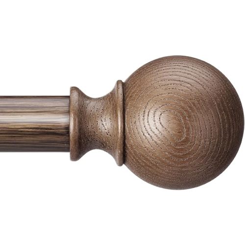 BRIOFOX Walnut Wood Curtain Rods for Windows 48 to 84 Inch(4-7.33ft) - 1'' Diameter Heavy Duty Curtain Rods with Imitation Wood Grain Pattern Finials,Adjustable Decorative Curtain Rods Set,28-88''