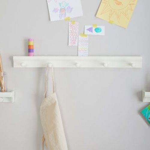 Martha Stewart Crafting Kids' Peg Bar: Wooden Wall Mounted Clothing and Dress Up Coat Rack for Bedroom and Playroom
