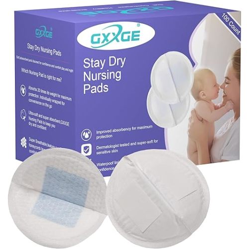 GXXGE Stay Dry Ultra Thin Disposable Nursing Pads for Breastfeeding Highly Absorbent Breast Pads Individually Wrapped 200 Count