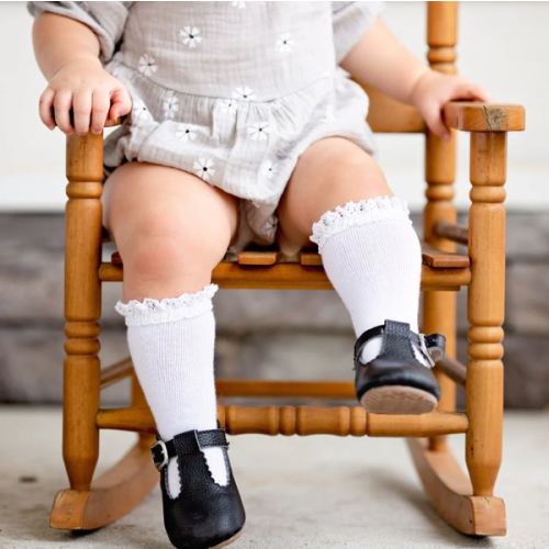 White Lace Top Knee High Socks: 6-18 months