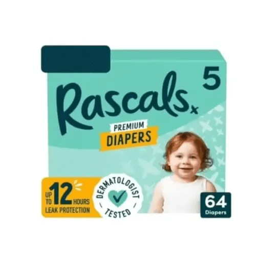 Rascal Premium Absorbent Baby Diapers Size 5, 64 Count (Pack of 1)