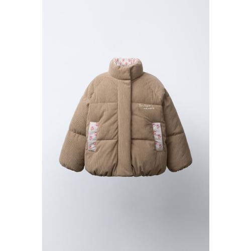 CORDUROY PATCHWORK PUFFER JACKET - taupe brown | ZARA United States