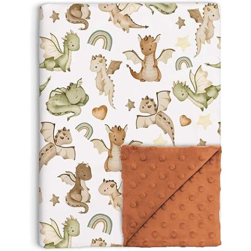 Dragon Baby Blankets for Unisex Boys Girls, Soft Nursery Minky Blankets with Double Layer Dotted Backing, Newborns Nursery Stroller Receiving Toddlers Infant Kid Crib Bedding, 30"x40"