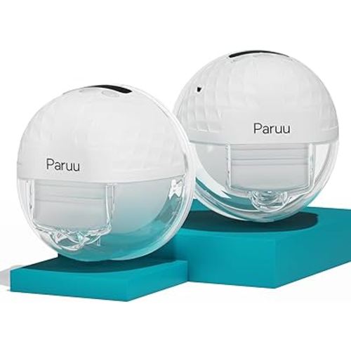 Paruu P10 Hands-Free Breast Pump Wearable, 338mmHg Strong Suction, Low Noise, 4 Modes & 9 Levels, Electric Breast Pump Portable, Smart Display, 19/21/24/28mm Insert/Flange, 2 Pack (White)