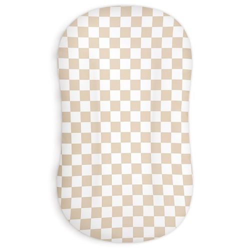 DILIMI Baby Lounger Cover for Boys and Girls, Removable Cover Ultra Soft Comfortable Lounger Slipcover, Light Brown Checkerboard (Lounger not Included)