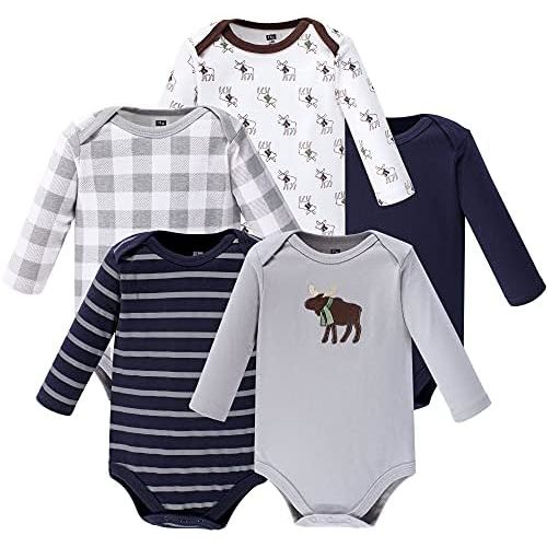 Hudson Baby baby-boys Cotton Long-sleeve Bodysuits 5-pack