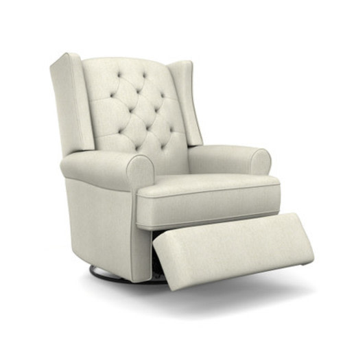 Best Chairs Finley Swivel Glider Recliner in Ivory Snow - Bambi Baby Store