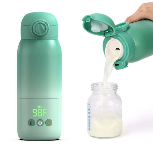 Minikid Portable Bottle Warmer for Travel, Dual Heating Modes for Breast Milk and Water,12 OZ Portable Milk Warmer,Green