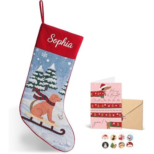 Personalized Christmas Stockings with Name, Dog Yarn‑dyed, 18.5” Large