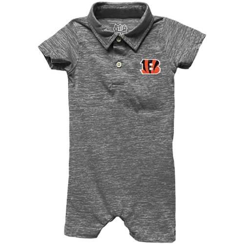 Cincinnati Bengals Wes & Willy Infant Short Leg Cloudy Yarn Polo Bodysuit - Charcoal