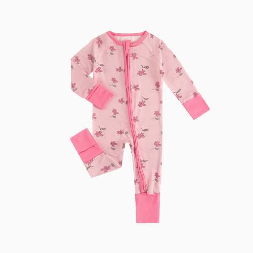 Pink Flower Baby Bamboo Zipper Romper Pajamas – MIOZING