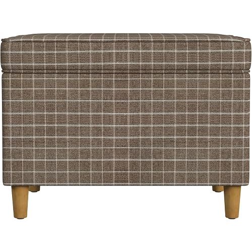Spatial Order 24" Dinah Collection Storage Ottoman - Brown Windowpane Fabric