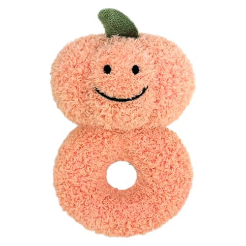 Doindute Baby Pumpkin Soft Rattle Toy, Plush Pumpkin Infant Shaker Rattle Easy-Grasp Stuffed Animal Toy, Gifts for Newborns Babies Toddlers Boys Girls, Orange, 6 Inches